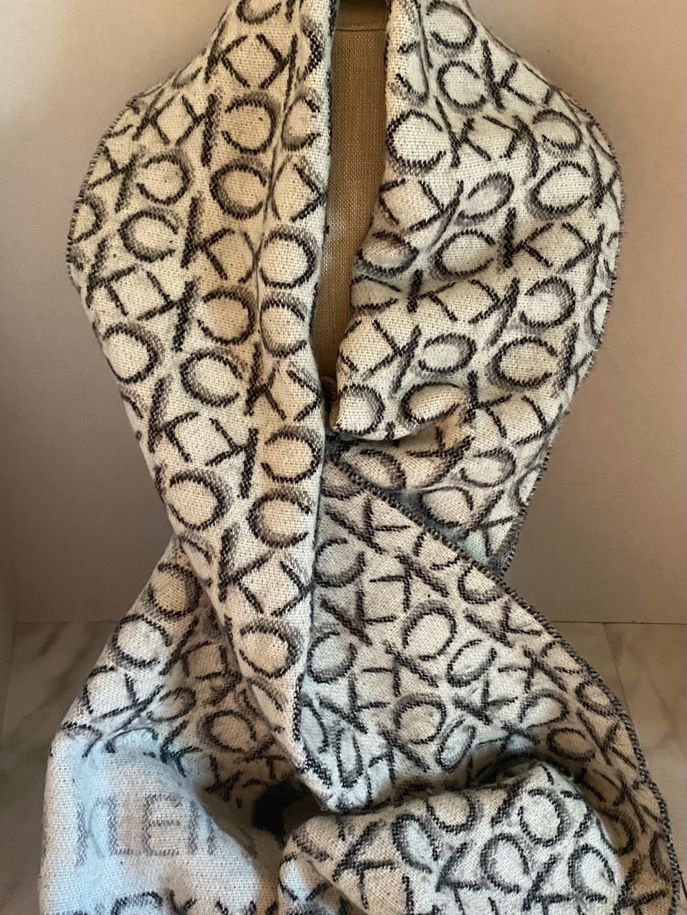 Calvin Klein Acrylic Monogrammed Scarf